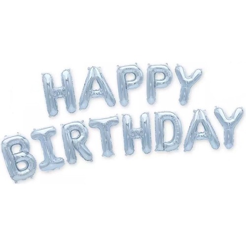 Мини-Надпись "Happy Birthday" из шаров (16''/41 см), серебро