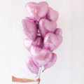 Розовые фольгированные сердца (15 шт)