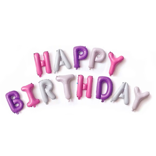 Мини-Надпись "Happy Birthday" из шаров (16''/41 см), для девочки