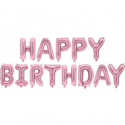 Мини-Надпись "Happy Birthday" из шаров (16''/41 см), светло-розовая
