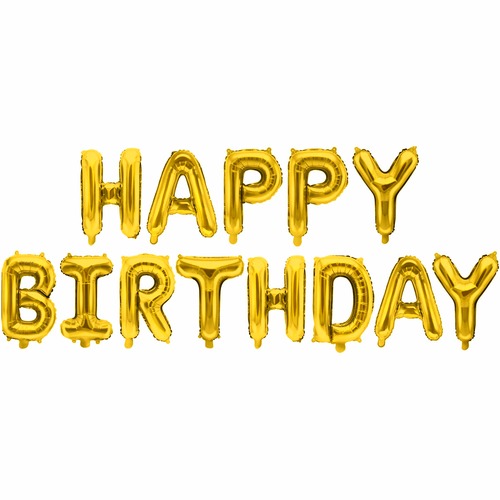 Мини-Надпись "Happy Birthday" из шаров (16''/41 см), золотая