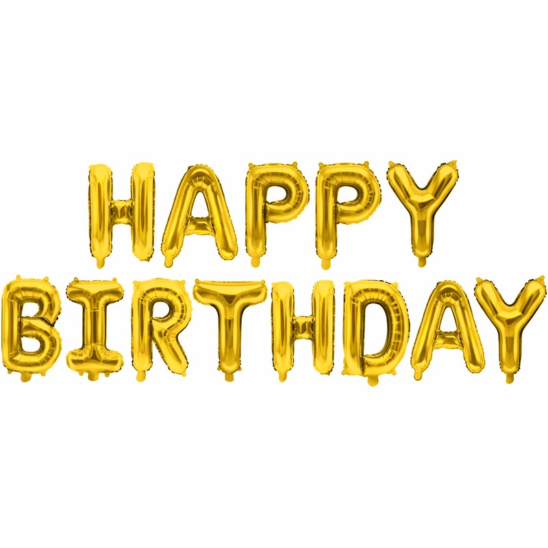 Мини-Надпись "Happy Birthday" из шаров (16''/41 см), золотая