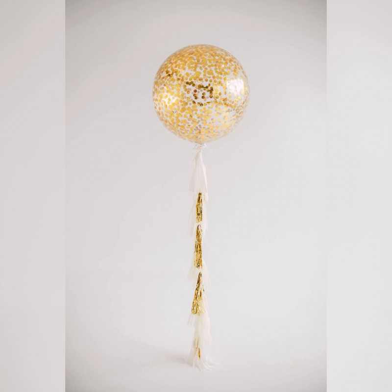 Большой прозрачный шар с конфетти (24''/61 см), золото