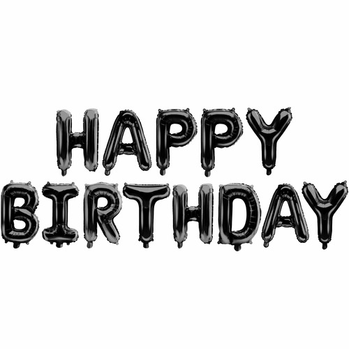 Мини-Надпись "Happy Birthday" из шаров (16''/41 см), чёрная