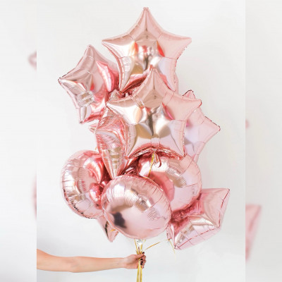 Фонтан из фольгированных шаров "Розовое золото"