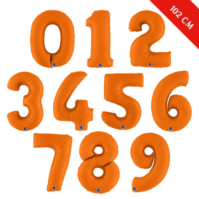 Шары цифры с гелием (40''/102 см), Оранжевый сатин