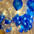 Серебристо-синие металлик шары под потолок, (12''/30 см)