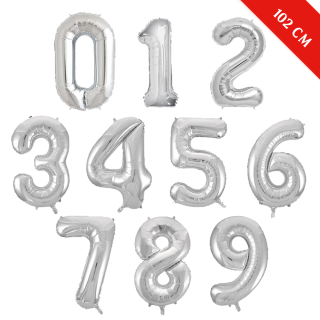 Шары цифры с гелием (40''/102 см), Серебро