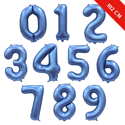 Шары цифры с гелием (40''/102 см), Синий сатин