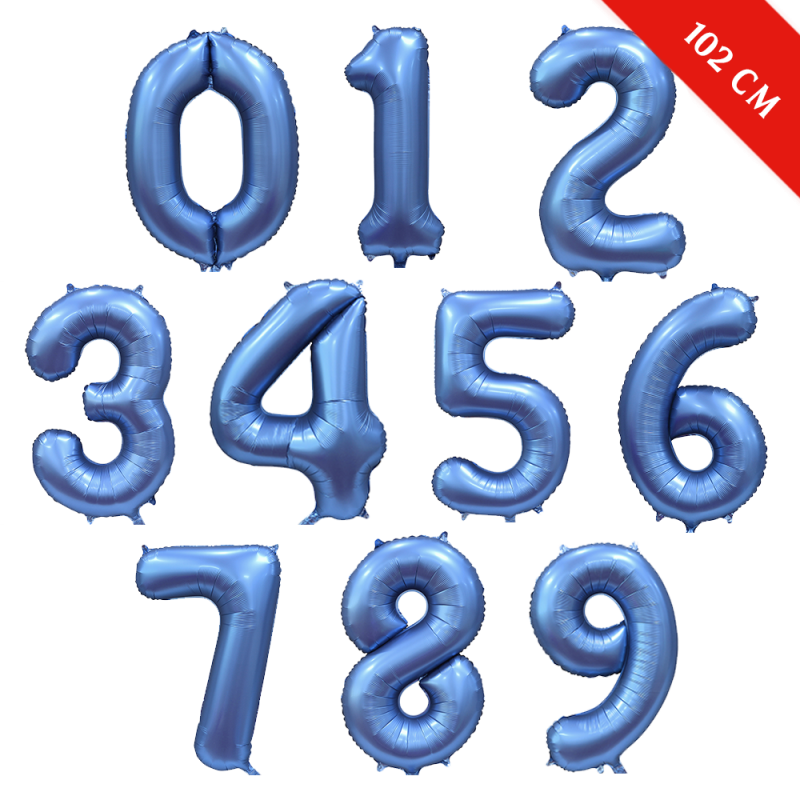 Шары цифры с гелием (40''/102 см), Синий сатин