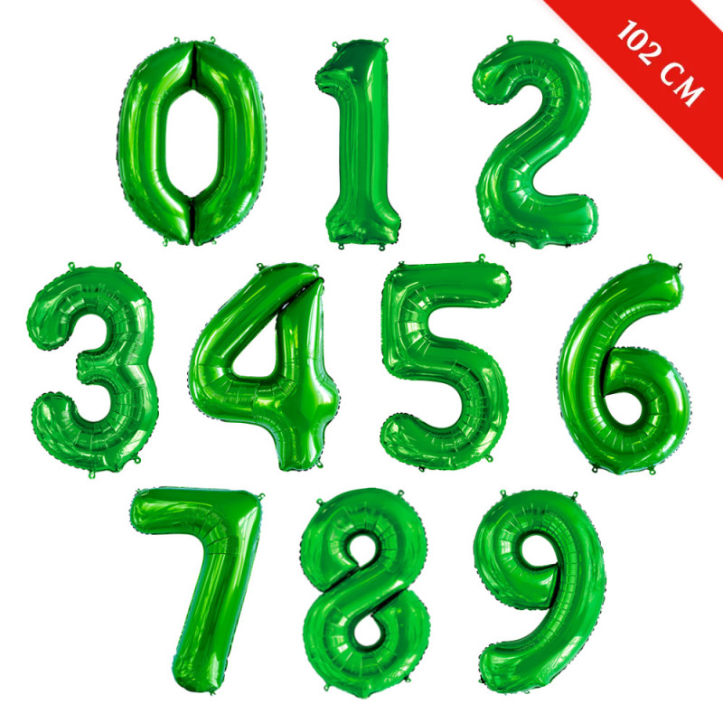 Шары цифры с гелием (40''/102 см), Зелёные