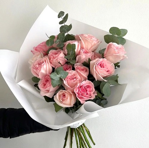 Букет из 19 пионовидных роз "Pink Ohara"