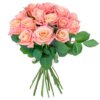 Букет из 27 персиковых роз "Мисс Пигги" (Россия)