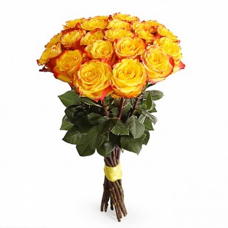 Букет из 25 оранжевых роз "Хай Еллоу" (Эквадор)