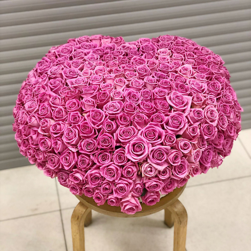 Корзина из розовых роз в форме 3D сердца, 401 шт