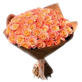 Букет из 75 персиковых роз "Мисс Пигги" (Россия)