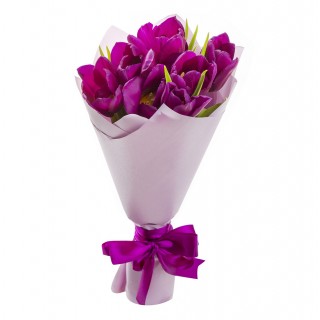Букет из 7 фиолетовых тюльпанов