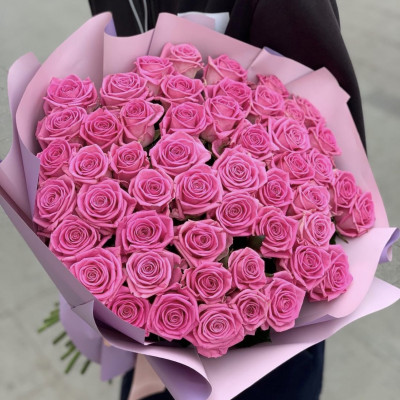 Букет из 49 розовых роз "Аква"