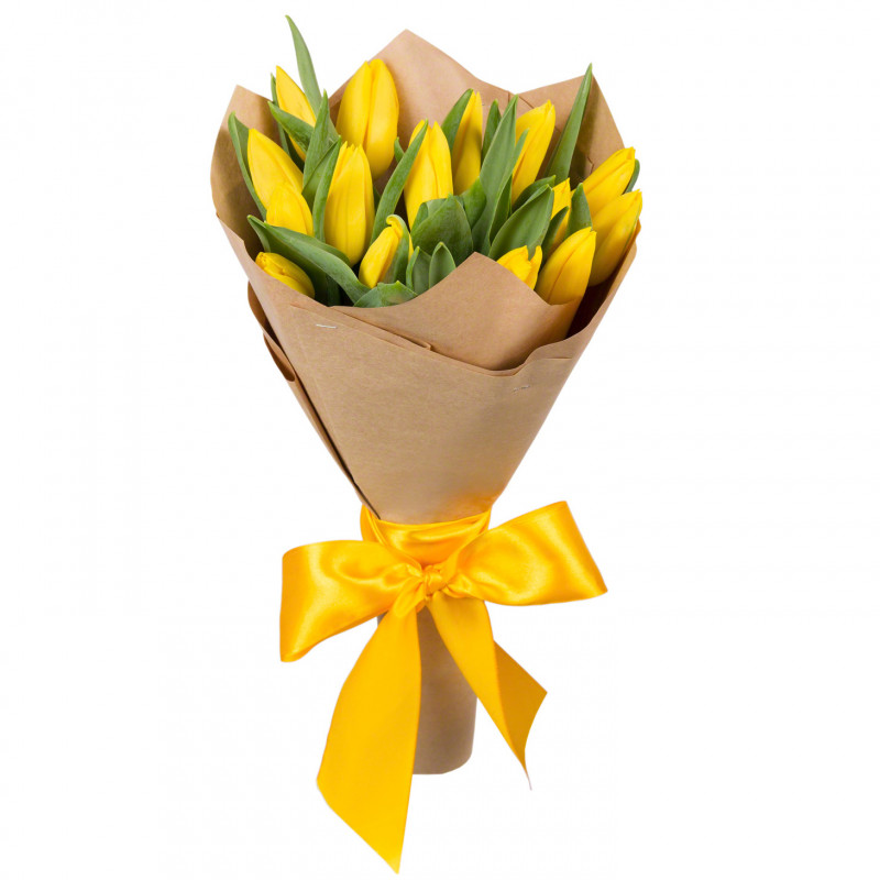 Букет из 15 жёлтых тюльпанов